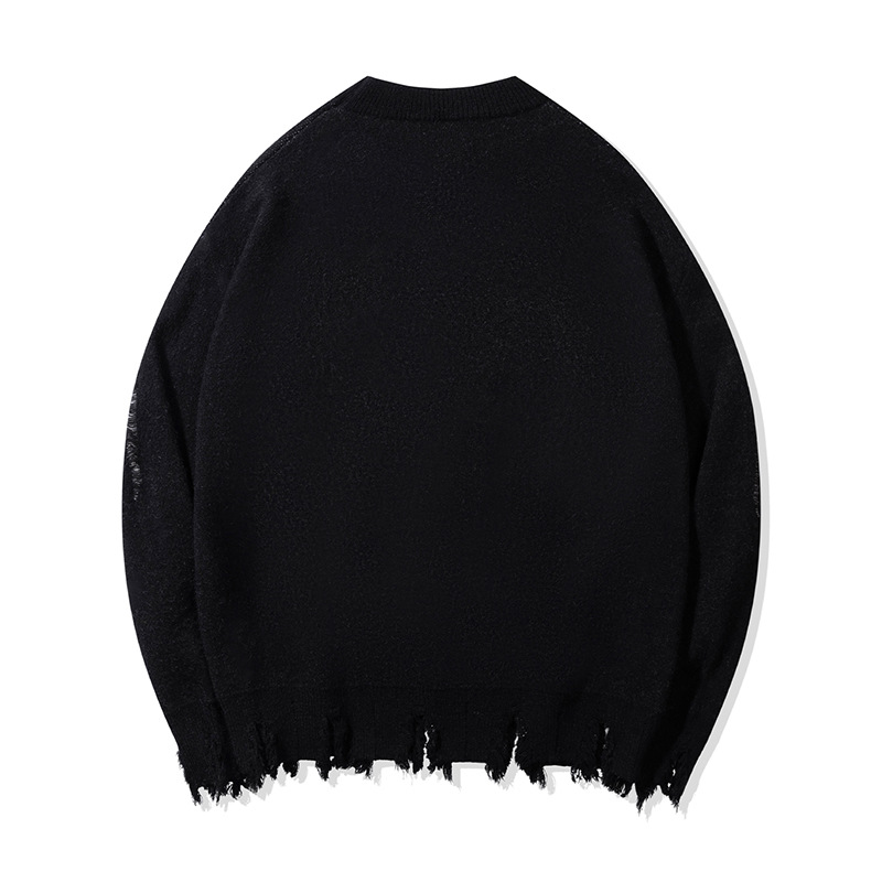 YWFG ropa de mujer americana retro letras de lana 2024 otoño pareja superior versátil cuello redondo manga larga suéter de punto image 3