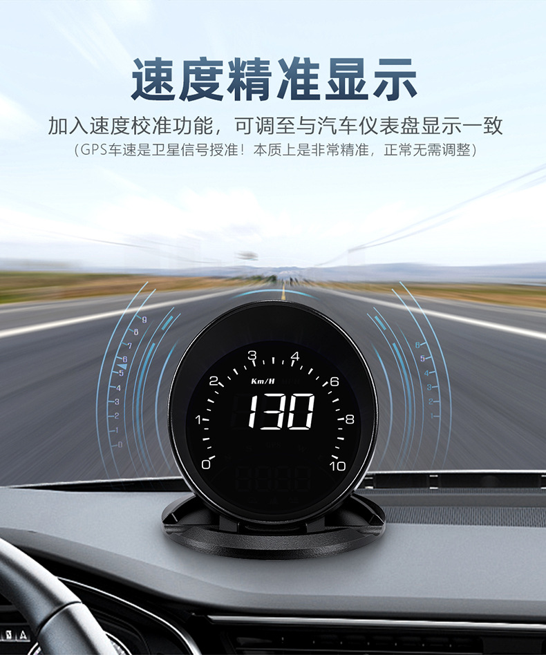 Car Hud Head-Up Display Gps Speedometer Warning Device High-Definition In-Car Hud Plug-And-Play Cross-Border Exclusive Supply