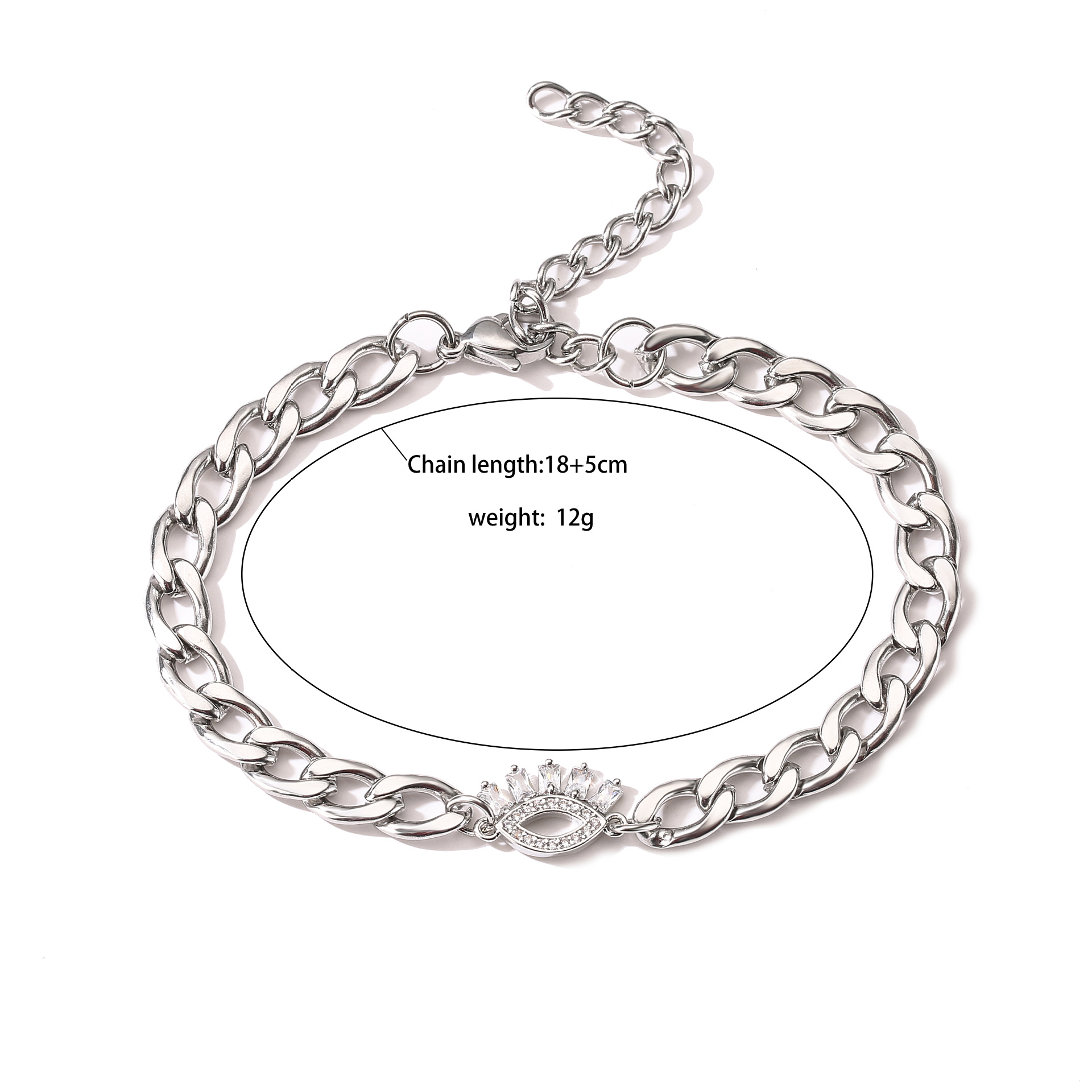 Retro Devilu0027S Eye Stainless Steel Copper Inlay Zircon Bracelets