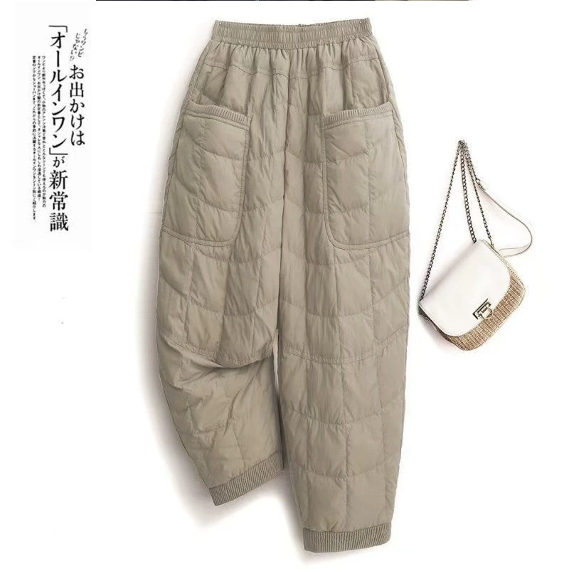 Winter keep warm light and thin trousers for leisure with down, (Cross-border trading)