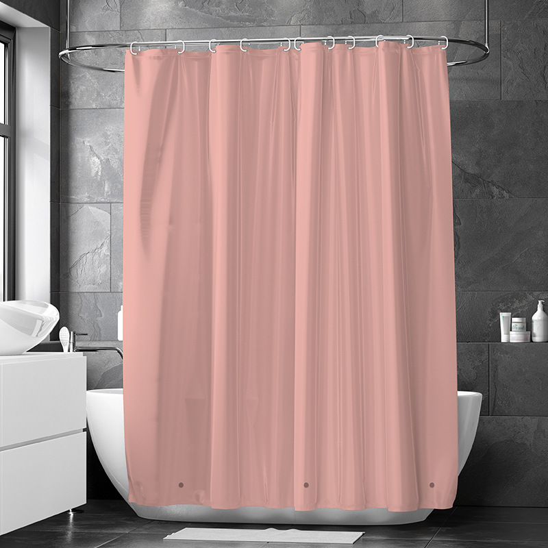 Pink Thickened Waterproof Peva Shower Curtain Amazon Cross-Border Solid Color Bathroom Partition Curtain Shower Curtain