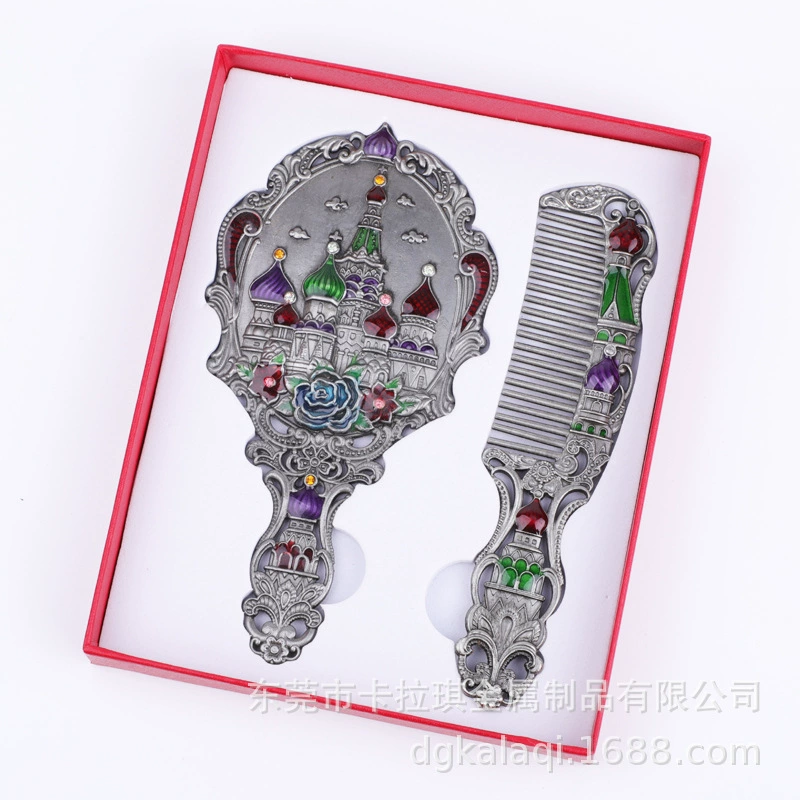Handle, mirror, brush, small retro handheld commemorative set, Russia
