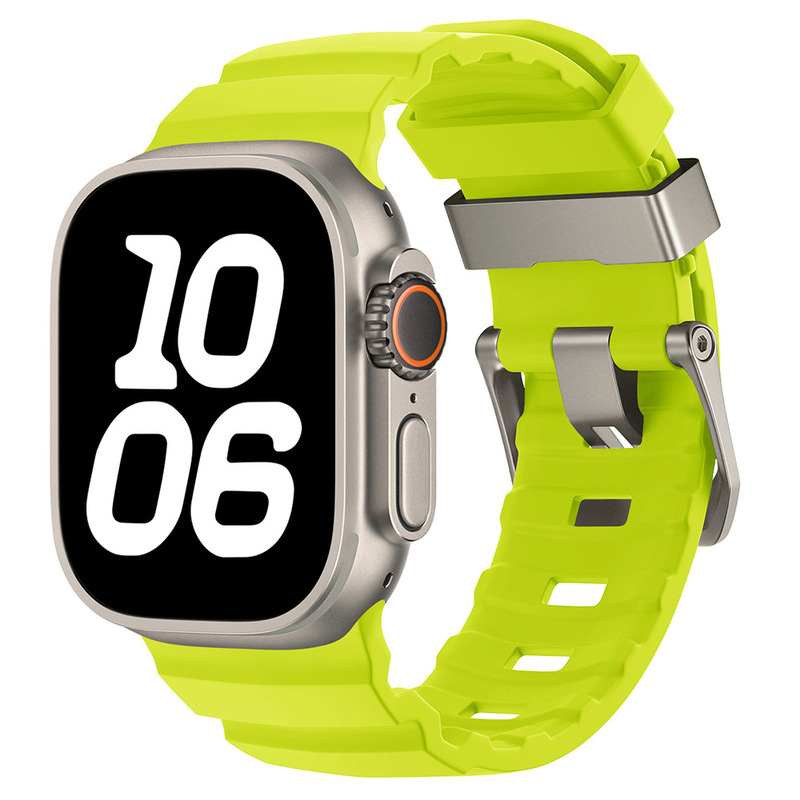 Apple Watch 6789用、ワイルドトラックシリコンストラップ、iWatch S10 Ultra用リストバンド、ブラックチタンカラーのメタルバックル|undefined