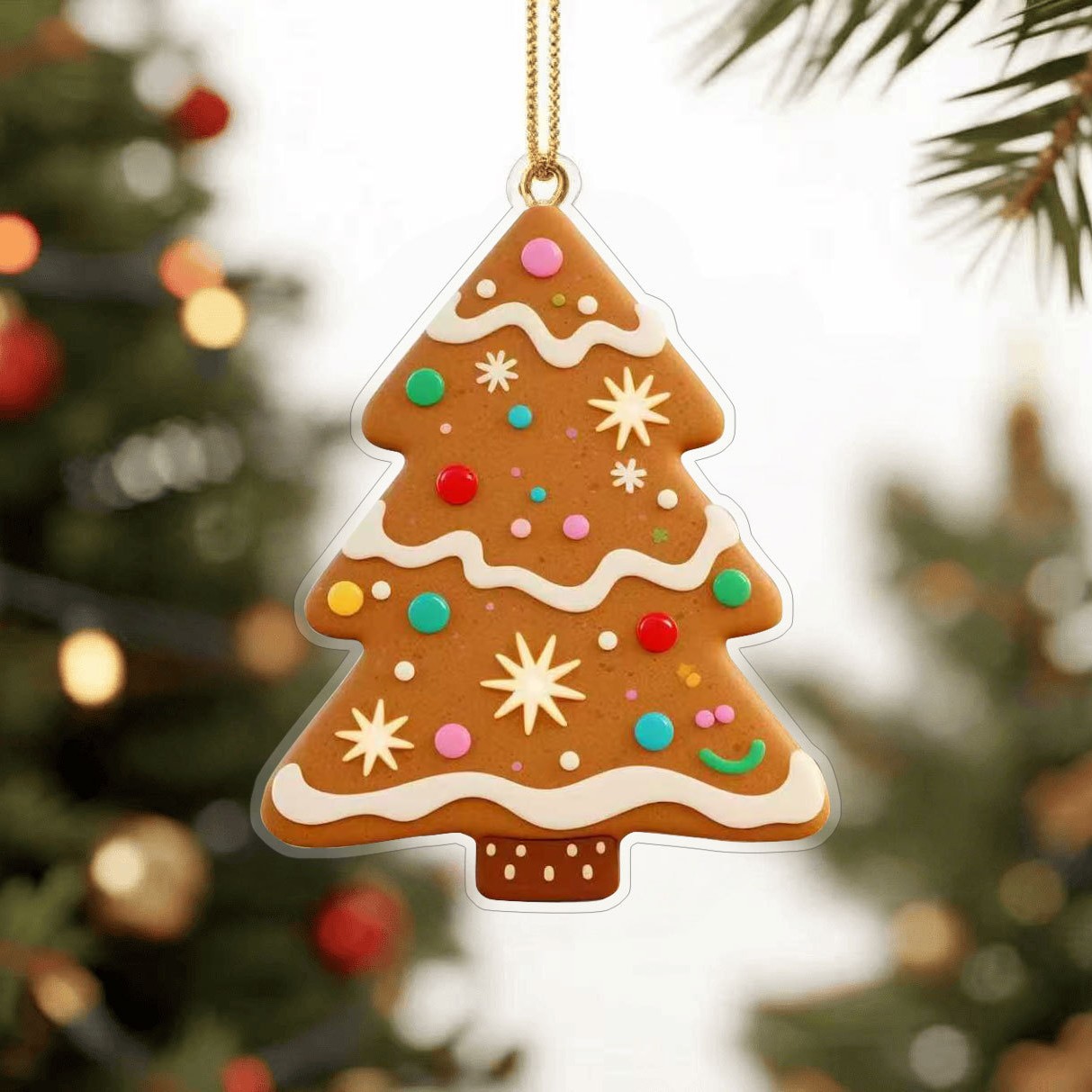 Ventas transfronterizas de árbol de jengibre acrílico colgante decoración de Navidad decoración de árbol de Navidad para el automóvil colgante image 2