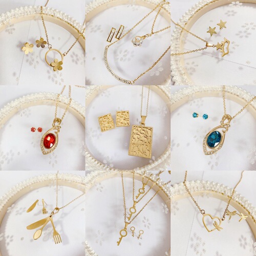 Light luxury titanium steel non-fading necklace clavicle chain for women stylish high quality new necklace earring set