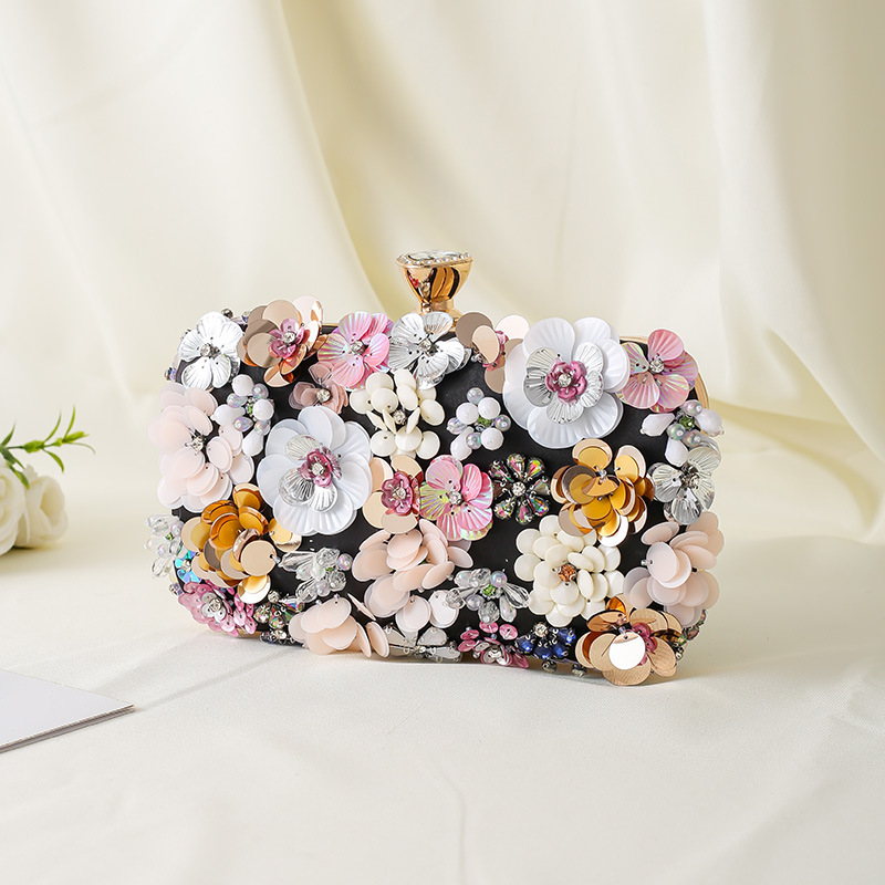Elegante Abendtasche Mit Blumenperlen Handgefertigt Für Damen_voghion.com