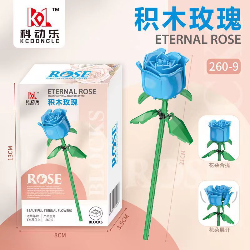 Compatible transfronterizo rosa imortalidad ramo de flores de bloques altos Día de San Valentín Día de los maestros Juguetes de ensamblaje de puzzle hechos a mano