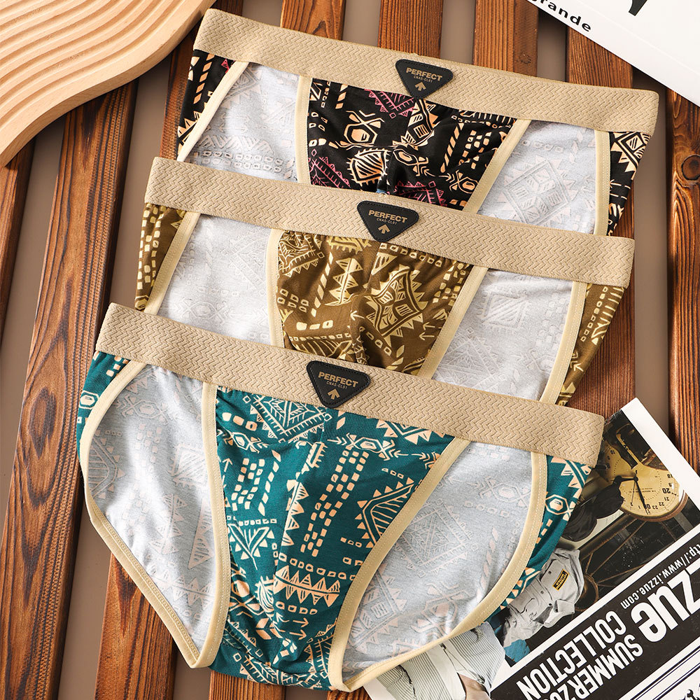 Classic Cotton Retro American Men's Underwear, Soft and Comfortable Personalized Briefs, Non-Restrictive Mid-Low Waist Men's Underwear