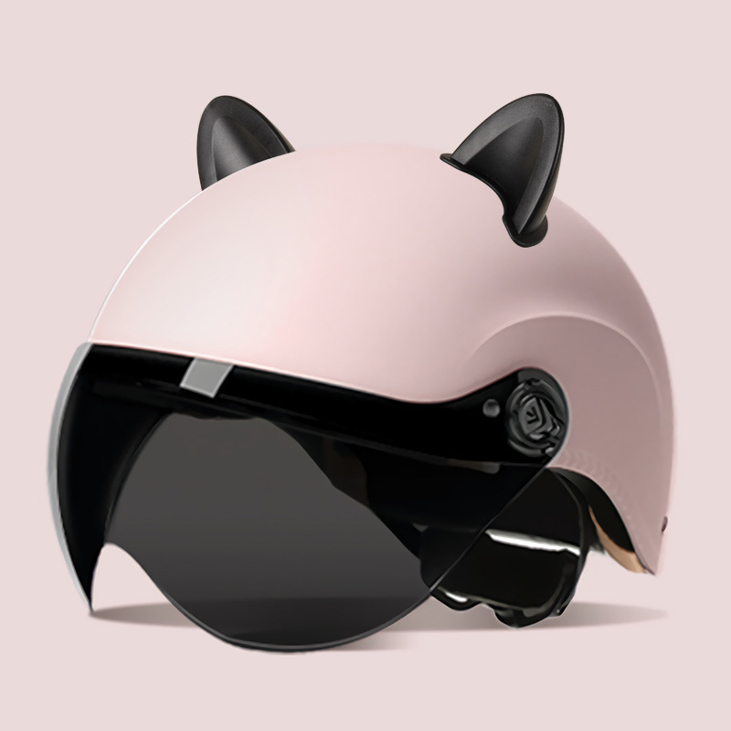 Motosiklet kaskı (dəbilqə) — Universal Sun Protection - summer-helmet-matte-pink-summer-helmet-sunscreen-visor-accessories-rabbit-ears-black