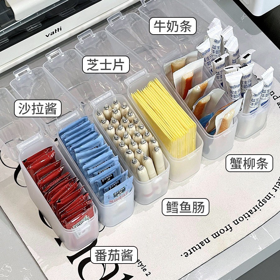 Refrigerador doméstico puerta lateral caja de acabado de cocina tipo tapa doblada caja de almacenamiento de refrigeración caja de almacenamiento al por mayor