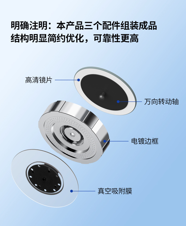 Car blind spot small circular mirror, suction cup type, rotatable rearview mirror, auxiliary for reversing, suitable for beginners, car accessories, one-piece drop shipping
