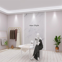 北欧3d几何图形女装服装店墙纸简约大理石纹直播间形象墙logo壁纸