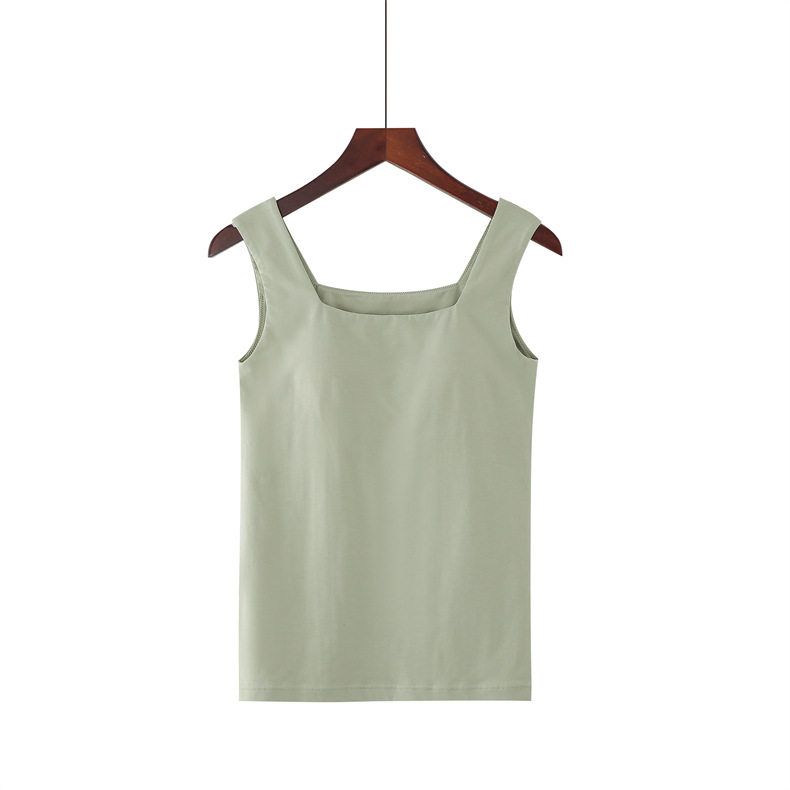 175g Weight Cotton, Spandex, Modal Fabric Type Long Top Length Vest Tops Type Vest Bra Style Holiday, Daily Occasion Square Neck Neckline Slim Fit Type Solid Color Pattern Summer, Spring Season Women's Gender Casual Style Wholesale Women's Casual Solid Color Tank Tops 15