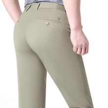 春夏款中年男士休闲裤直筒长裤薄款中老年男裤韩版高腰宽松爸爸装