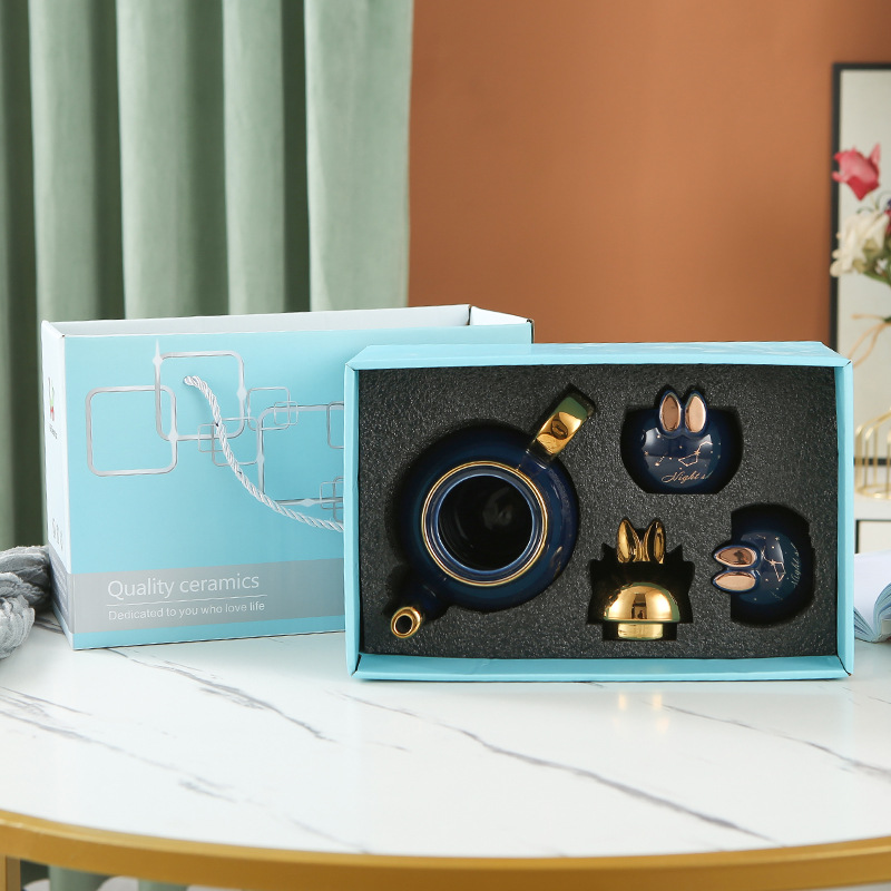 Lindo flor tetera traje de mano de cerámica regalo se puede utilizar como logotipo una olla cuatro tazas tarde juego de té regalo