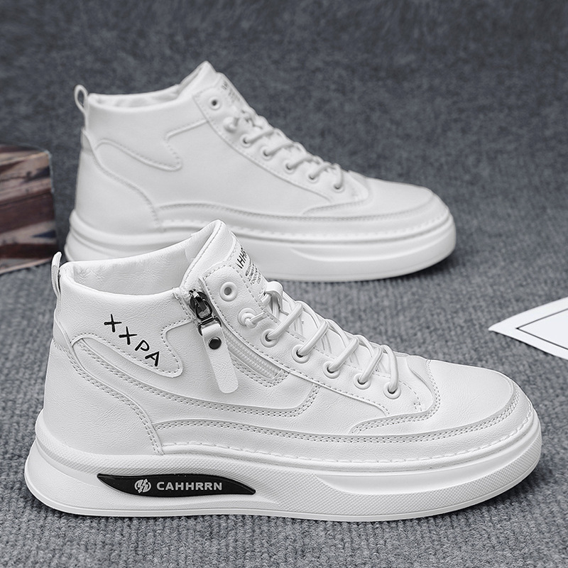 Men's Autumn and Winter High-top Board Shoes 2024 New Casual White Shoes All-match Student Sports Four Seasons Fashionable Shoes for School Season