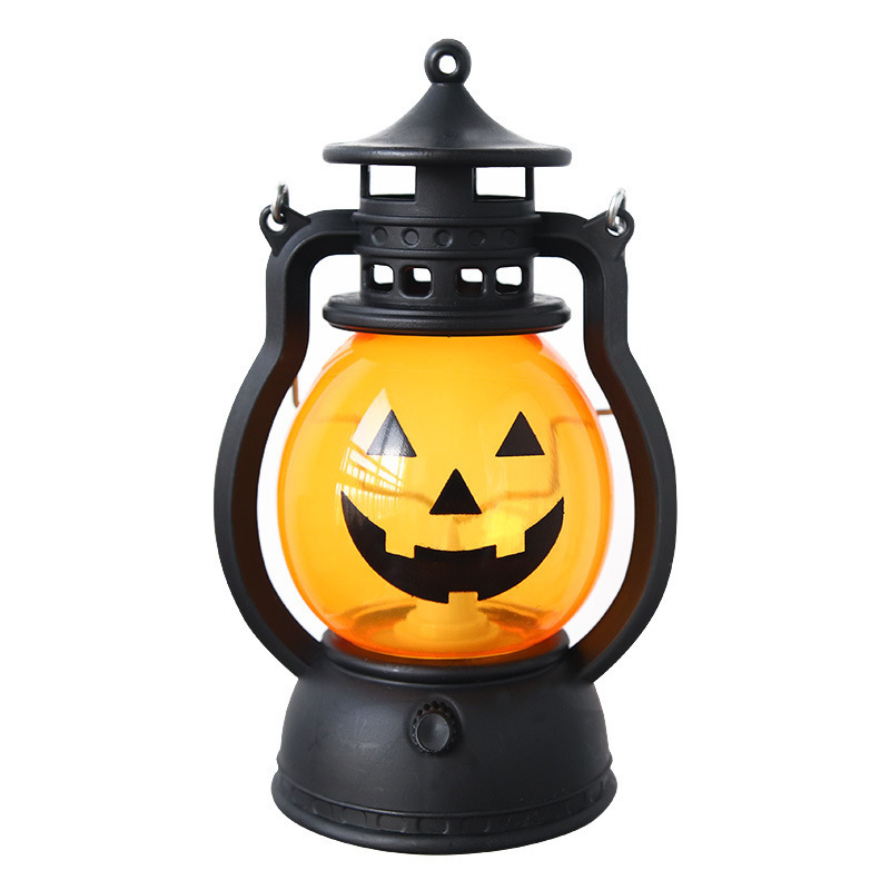 Lámpara de Halloween lámpara de queroseno retro atmósfera festiva decoración electrónica lámpara de calabaza LED lámpara de pony lámpara de viento