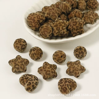 通孔亚克力豹纹植绒爱心五角星圆珠 diy串珠笔手机链串珠饰品配件