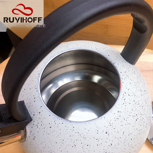 Wholesale Custom Amazon New Stainless Steel Sound Pitcher European Style Whistling Kettle with Color Ribbon Water Spraying and Sound Water Pitcher