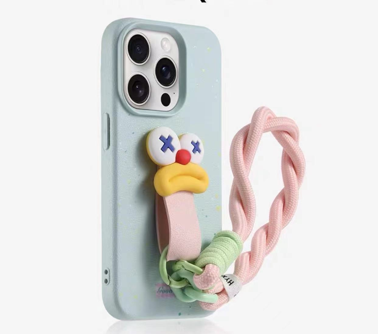 Cuerda de hebilla de anillo de boca de salchicha divertida para iPhone 16promax funda para teléfono móvil 14 Apple 15 femenino 13 suave 16