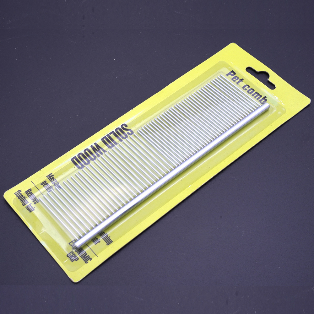 Venta directa de fábrica peine de fila para mascotas peine para perros peine de fila recta peine de aguja de acero inoxidable para mascotas peine de fila de pelo limpio para gatos