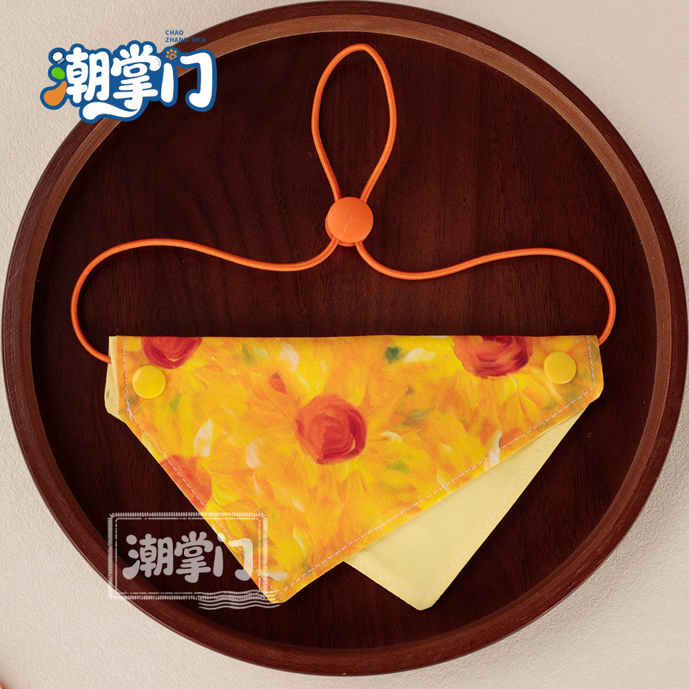 80 gold sunflower diffuse triangle scarf / S size: suitable for neck circumference 17cm-27cm