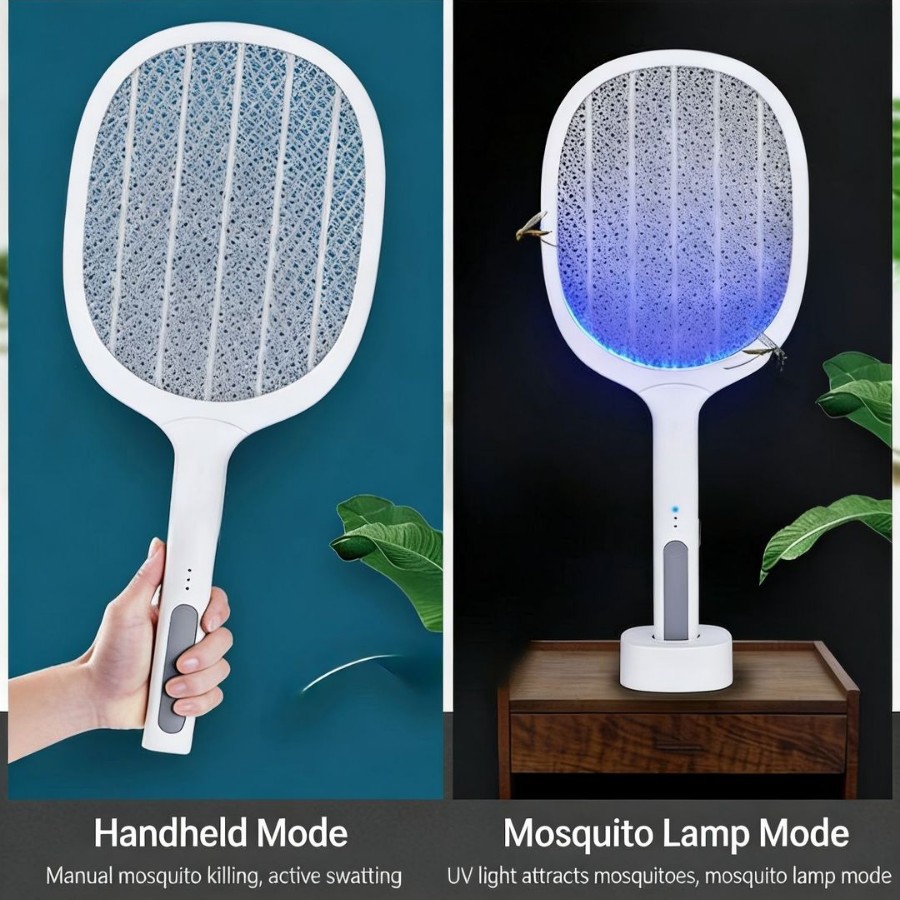 Source Manufacturer 2025 New Model Electric Mosquito Swatter 2-in-1 Base Charging Household USB Mosquito Killer Lamp Portable Electronic Device