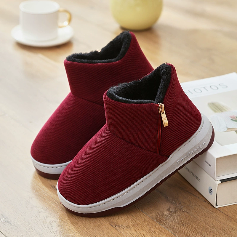 Мужские и женские модели теплые и нескользкие дома носить высокие сумки и хлопчатобумажные тапочки толстые подошвы нескользящие старики хлопчатобумажные туфли зимой