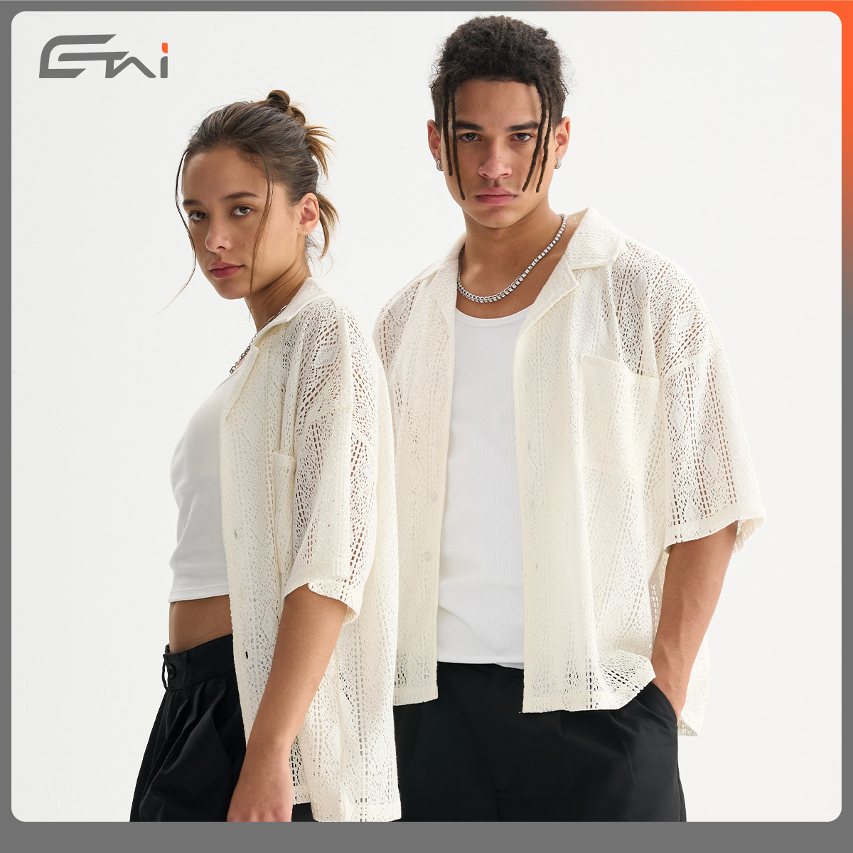 ETAI Hombre| Camisas de gancho de malla de moda de moda de verano de camisa de encaje casual de hombre