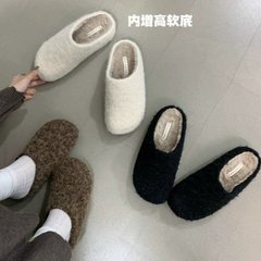 羊羔毛毛包头拖鞋女外穿半托鞋软底加绒勃肯鞋复古丑萌百搭博肯鞋