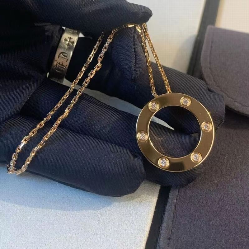 高バージョン Kajia LOVE シリーズネックレス厚メッキ 18K ダイヤモンドラウンドケーキラウンドネックレス ILOVE ペンダント鎖骨チェーン|undefined