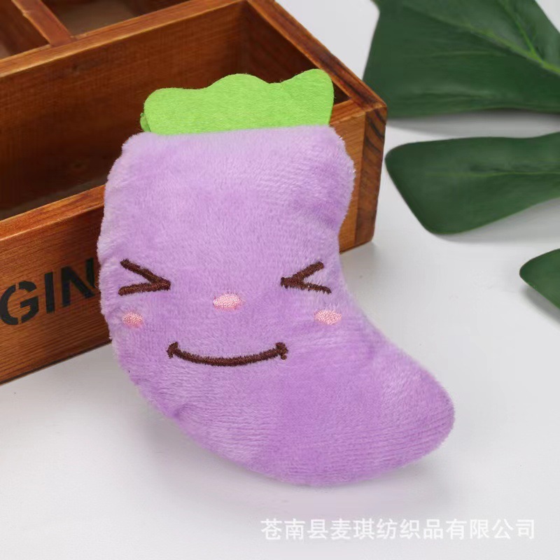 Nueva mascota de peluche de juguete de sonido molienda gato y perro de juguete fruta Chuck animal suministros para mascotas en stock al por mayor