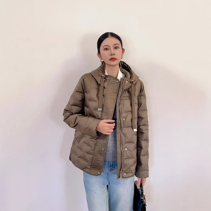 Japanese-Style Light Luxury Autumn and Winter White Duck down Short Loose Casual Warm Versatile Slimming Hooded Jacket Trendy