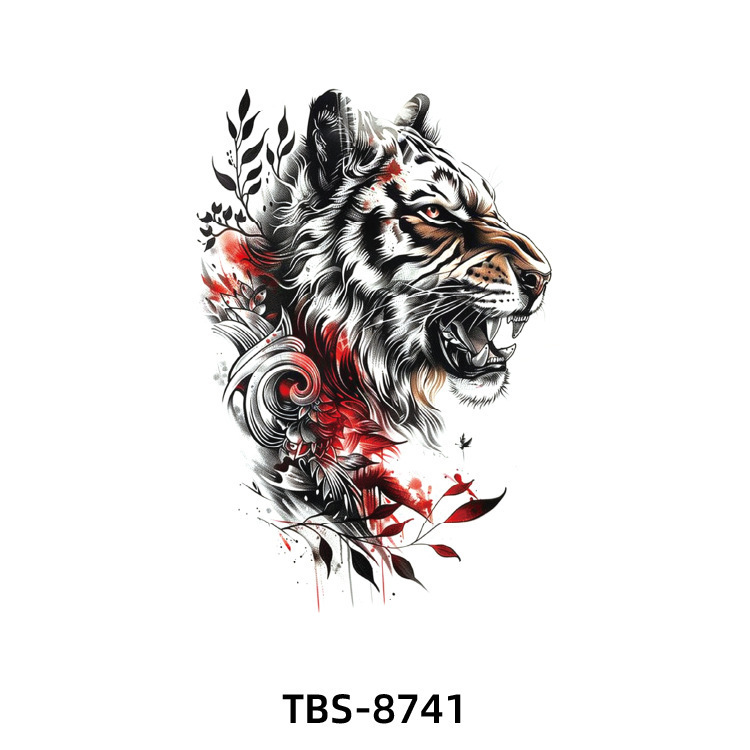 New Waterproof Small Full-Arm Tattoo Stickers with European and American Human Face and Flower Designs, Realistic Flower Arm Temporary Tattoo Stickers for Men and Women, Wholesale