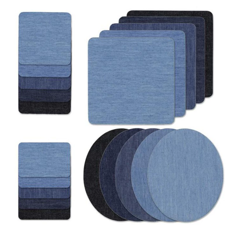 Горячая распродажа 5 цветных наборов (каждый кусок) джинсовая ткань прямоугольная овальная наклейка