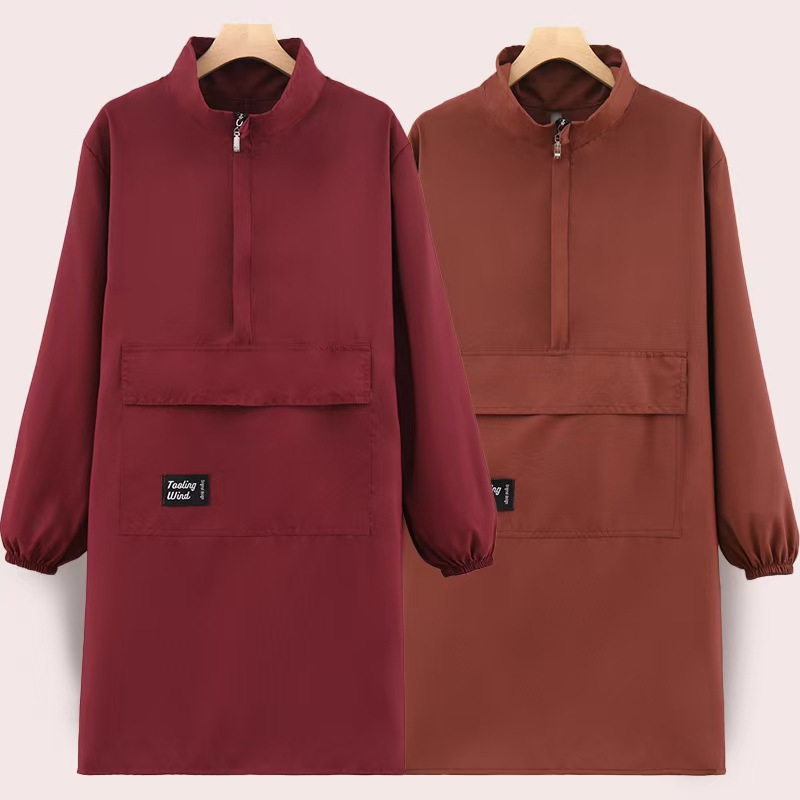 Nuevo delantal impermeable, abrigo de manga larga, ropa de trabajo de logo de peluquería de cocina simple y alargada