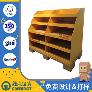Customized Walmart Ae Pallet Paper Shelf Supermarket Display Paper Display Rack Hook Display Rack Half Pallet