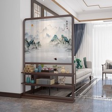 2025新款中式公司单位政府大厅进门屏风隔断玄关实木雕刻木质座屏