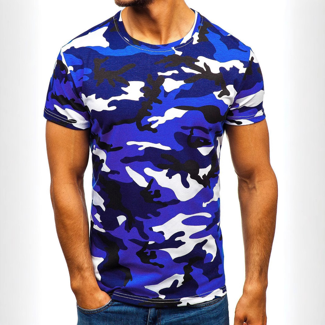 Camiseta de manga corta suelta transpirable de malla de todo fósforo de la calle principal con estampado digital 3D de camuflaje multicolor retro clásico