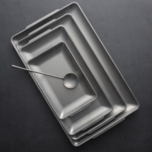 日式做舊長方形盤燒烤盤菜盤壽司盤平底盤子304不銹鋼菜碟子擺盤