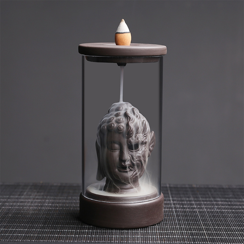 跨境防风罩紫砂礼佛倒流香炉陶瓷香薰炉塔香炉佛具用品创意摆件
