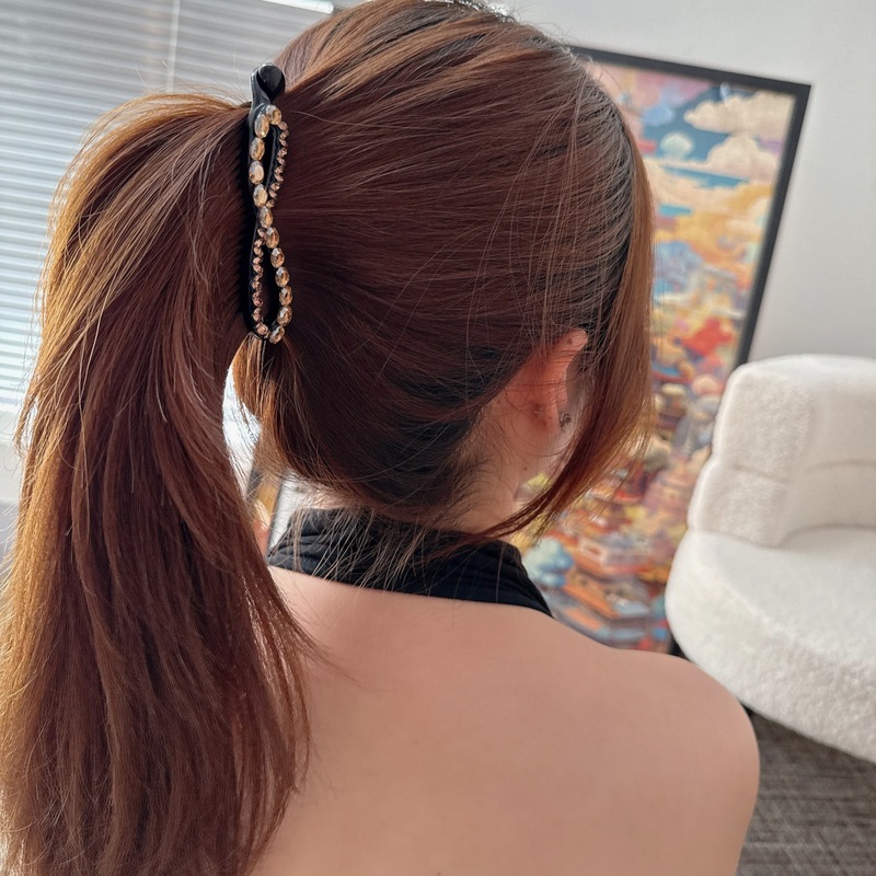 高级感满钻镂空蝴蝶结后脑勺马尾夹头饰高马尾竖夹时尚气质香蕉夹|undefined