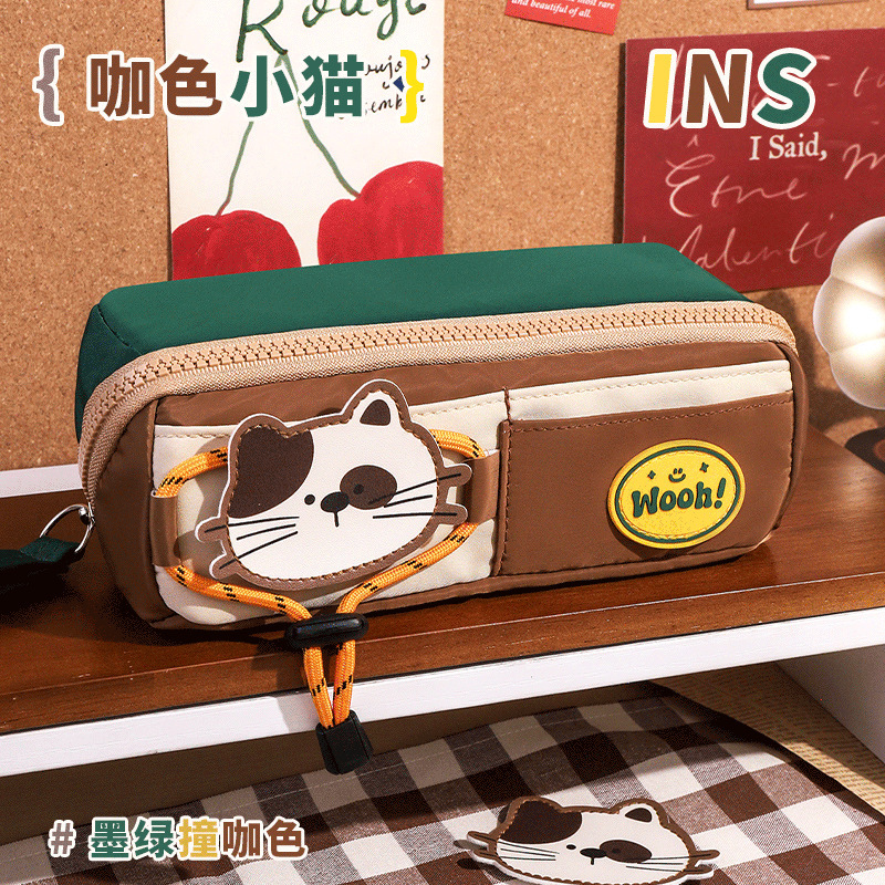 かわいい猫の筆箱 8層 大容量 学生筆箱 高価値 シンプル 学生文具収納袋 筆箱|undefined