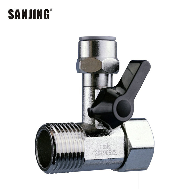 3 puntos de enchufe rápido de una sola pieza de tres vías válvula de bola purificador de agua de metal de una sola pieza interruptor de entrada de agua