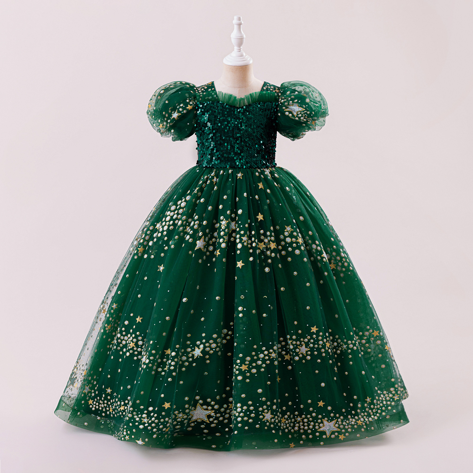 Al por mayor vestido de princesa de niñas Europa y América nuevo vestido de niños Pong vestido de boda piano vestido vestido largo vestido