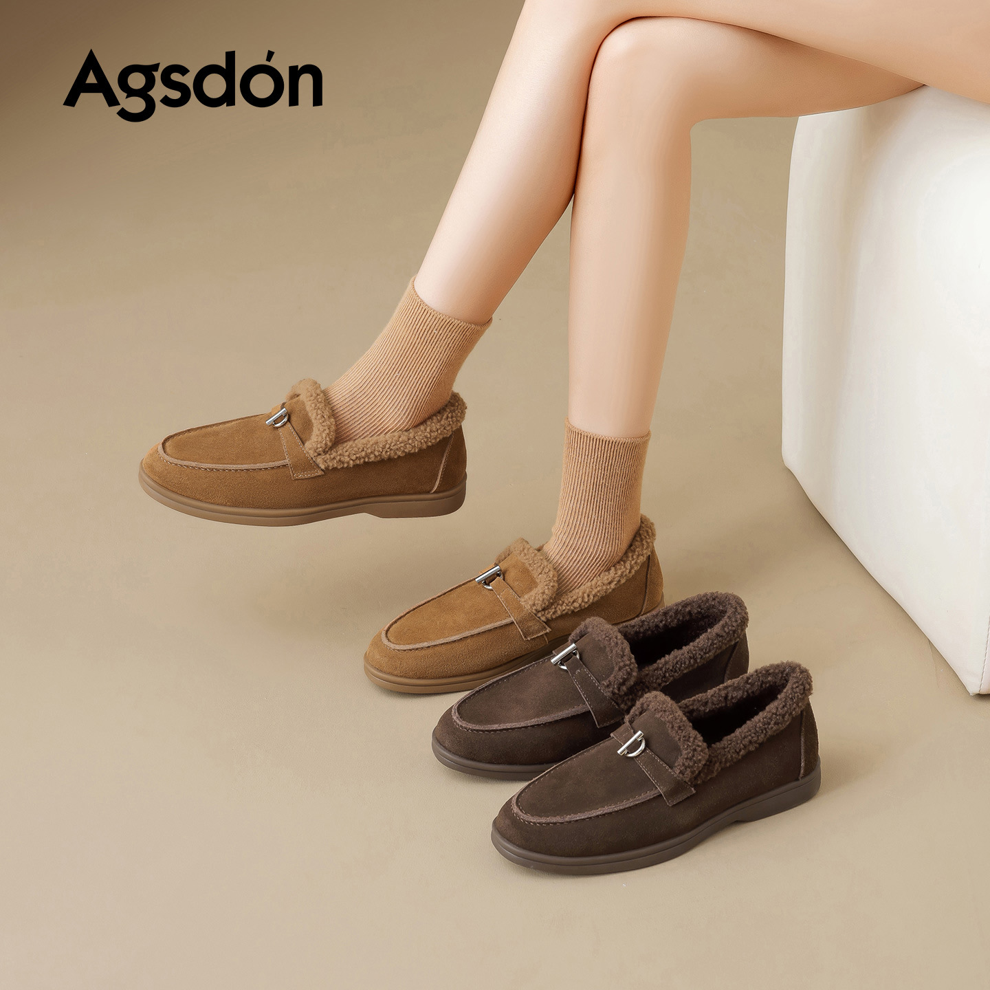 Antiguo Lion Dengjia terciopelo Lefour zapatos para mujeres 2025 nuevo invierno invierno viejo dinero estilo de lana zapatos de un solo pie zapatos de algodón retro