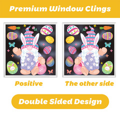 旅康FHJ23003跨境復活節小矮人商場店面櫥窗貼布置裝飾雙面靜電貼