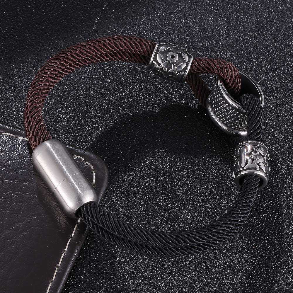 45g Weight 304 Stainless Steel Pendant Material Bracelets Classification Milan Rope Chain Material Cord String Chain Type Street Occasion 304 Stainless Steel, rope Material Color Block Pattern All Seasons Season Men's Gender Plating Design Streetwear Style Streetwear Color Block 304 Stainless Steel Rope Plating Men's Bracelets Men Cord & Leather Bracelets 3