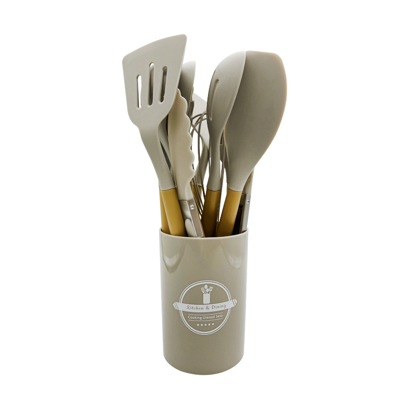 Kitchen espátula de silicona utensilios de cocina de silicona juego de 12 piezas colador cuchara de sopa cuchara de cocina casera juego de pala resistente a altas temperaturas