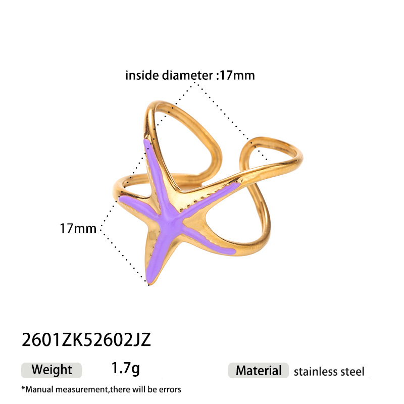 Tina Europa y los Estados Unidos transfronterizos lujo ligero anillo de estrella de mar nicho de diseño de goteo de aceite serie de joyas de mano para mujeres al por mayor